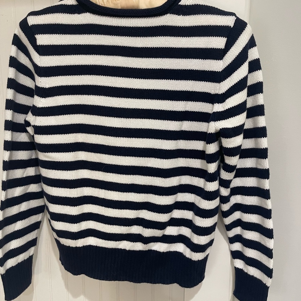 Crewcuts Classic Striped Cotton Sweater in Navy and White children’s size 10